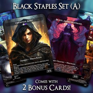 Black Staples Set (A) - 10 Proxies + 2 Extra - Exclusive Designs for Collectors - Premium Proxy Cards!