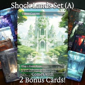 Shock Lands Set (A) - 10 cards + 2 Bonus - 12 Premium Quality Proxies - Exclusive Artworks!