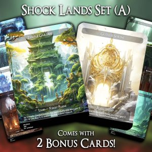 Shock Lands Set (A) - 10 Proxies + 2 Extra - Exclusive Designs for Collectors - Premium Proxy Cards!