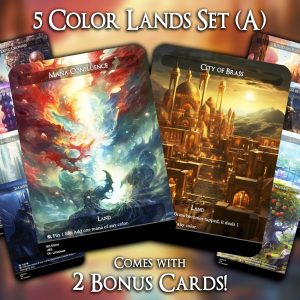 5 Color Lands Set (A) - 10 Proxies + 2 Extra - Exclusive Designs for Collectors - Premium Proxy Cards!