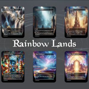 Set of 10 MTG Rainbow Lands Proxies - Unique, Artistic MTG Custom Proxy Cards - High-Quality, Casual Play