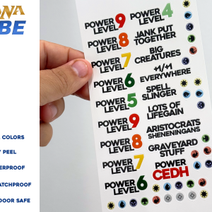 MTG stickers deckbox labelin power level and color mana symbol
