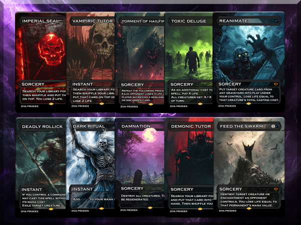 BLACK INSTANTS & SORCERY 10 PACK BUNDLE + BONUS COPY TOKEN - PROXIES - BLACK STAPLES - Image 2