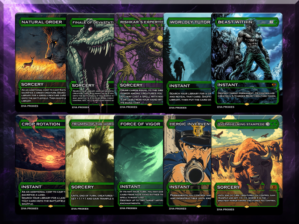 GREEN INSTANTS & SORCERY 10 PACK BUNDLE + BONUS COPY TOKEN - PROXIES - GREEN STAPLES - Image 2