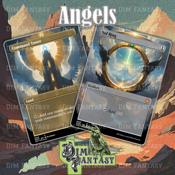 Angel Themed Sol Ring and Command Tower