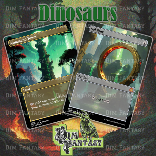 Dinosaur Themed Sol Ring and Command Tower
