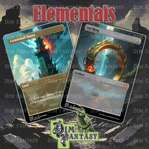 Elemental Themed Sol Ring and Command Tower