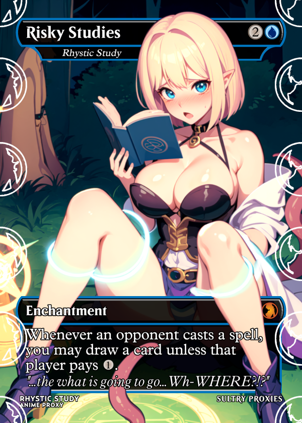 Risky Studies (Rhystic Study) Proxy | Sultry Proxies Fan-Made Accessory for Playtesting
