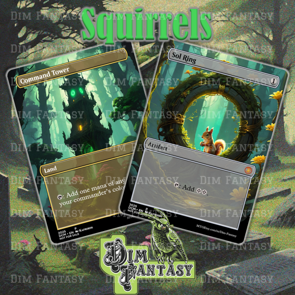 Squirrel Themed Sol Ring and Command Tower
