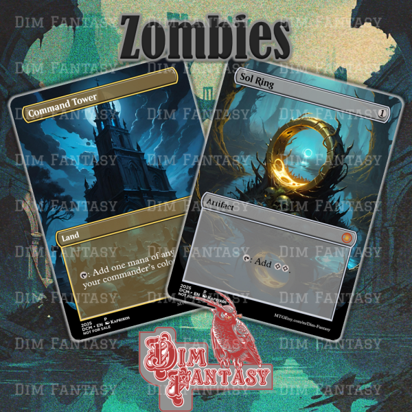 Zombie Themed Sol Ring and Command Tower