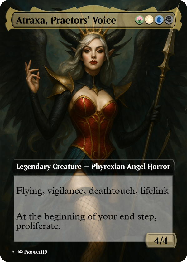 Atraxa, Praetors’ Voice Fantasy Burlesque Proxy Card – MTG Commander Art