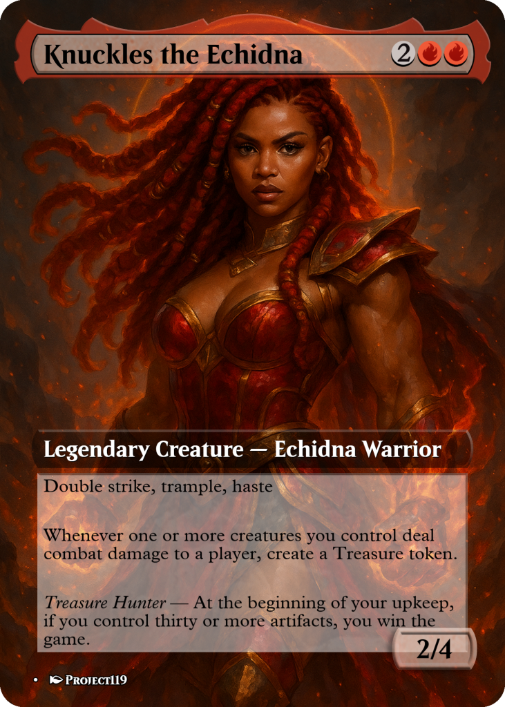 Knuckles the Echidna Proxy Card  The Relic-Breaker of Flame and Fury -  MTGEtsy