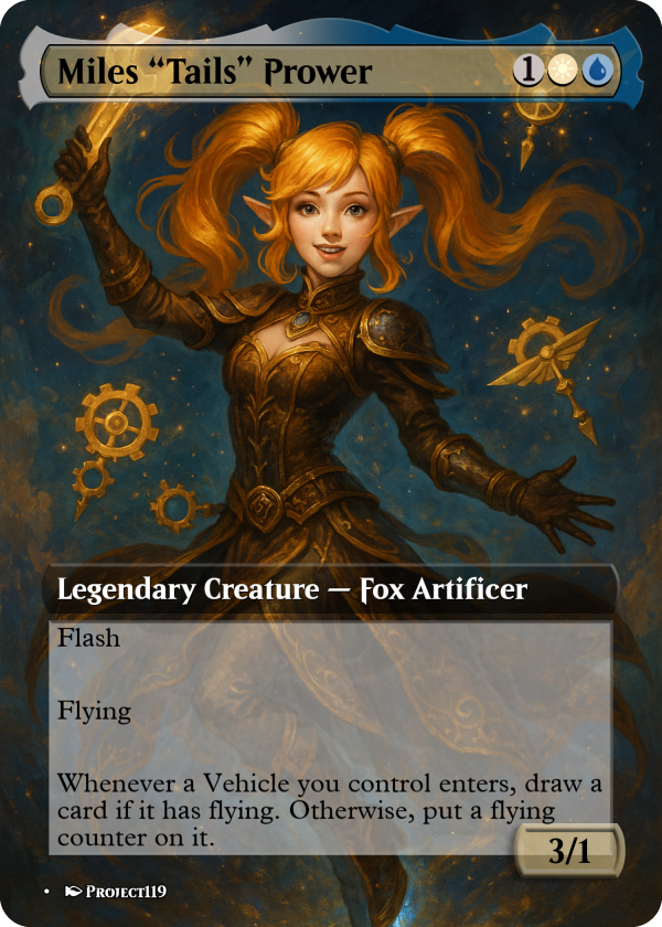 Miles “Tails” Prower Proxy Card – Glam Techno-Artificer of the Skies