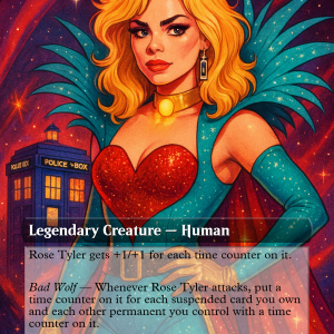 Rose Tyler Glam Rock Proxy Card – Commander-Ready Magic Custom Art