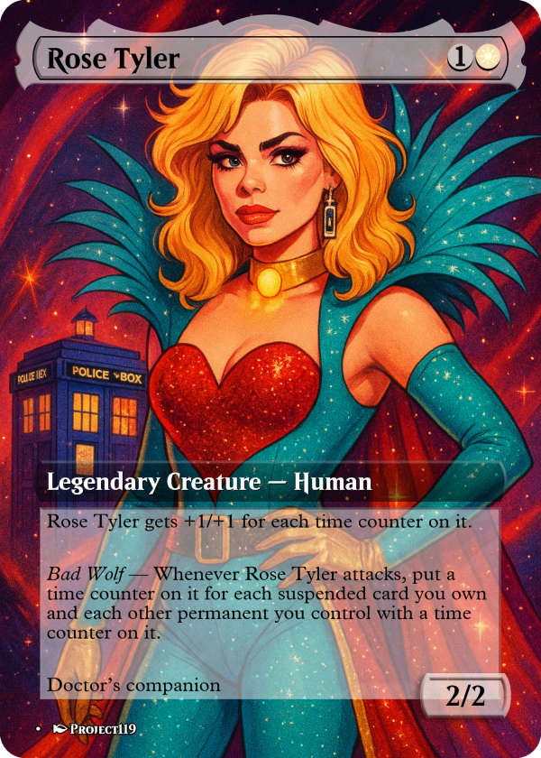 Rose Tyler Glam Rock Proxy Card – Commander-Ready Magic Custom Art