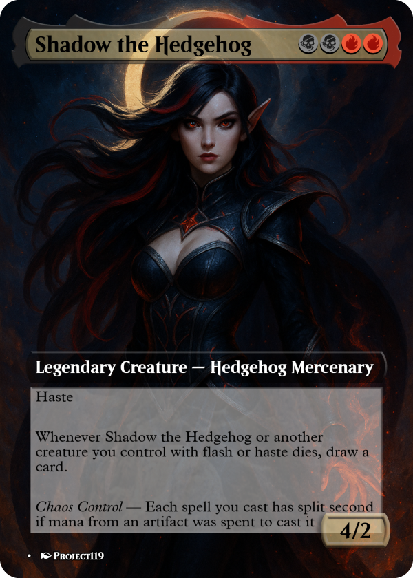 Shadow the Hedgehog Proxy Card – Chaos-Fueled Glam Gothic Mercenary