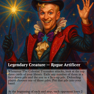 The Celestial Toymaker Glam Rock Proxy Card – Commander-Ready Magic Art