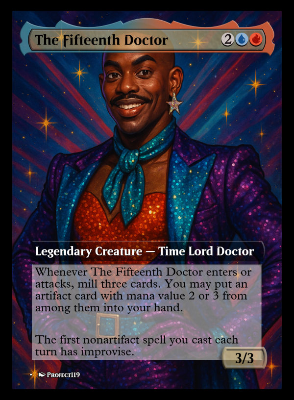 The Fifteenth Doctor Glam Rock Proxy Card – Commander-Ready Magic Art