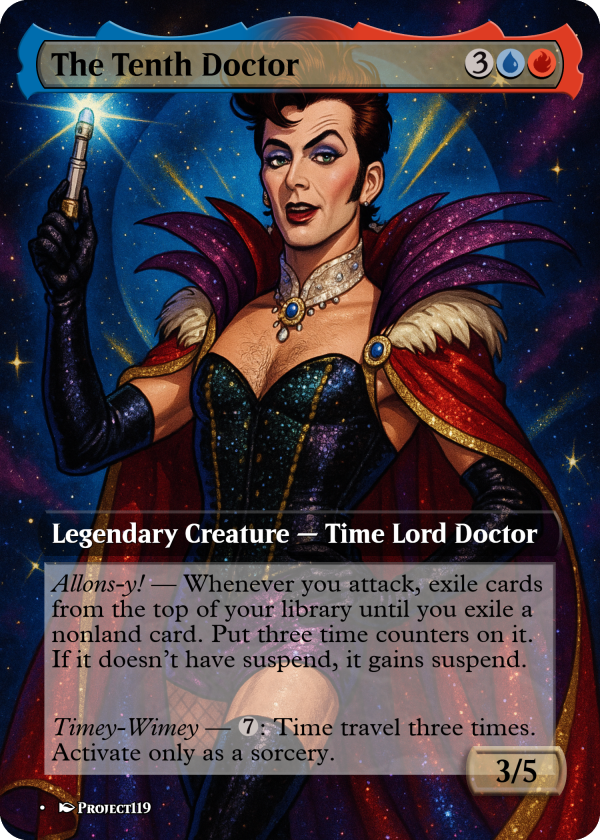 The Tenth Doctor Glam Rock Proxy Card – MTG Commander-Playable Custom Art