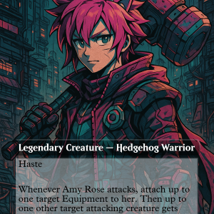 Amy Rose – Cyberpunk Hedgehog Warrior MTG Custom Commander Card