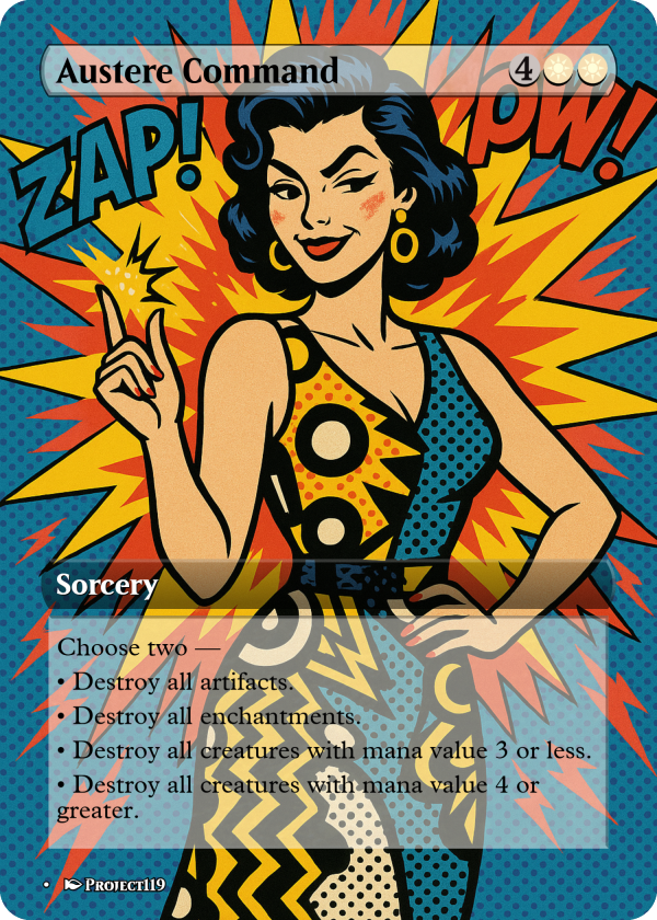 Austere Command – Retro Pin-Up MTG Proxy (Vintage Board Wipe Diva)