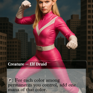Bloom Tender – Sentai Hero Edition | Retro Tokusatsu MTG Card Art