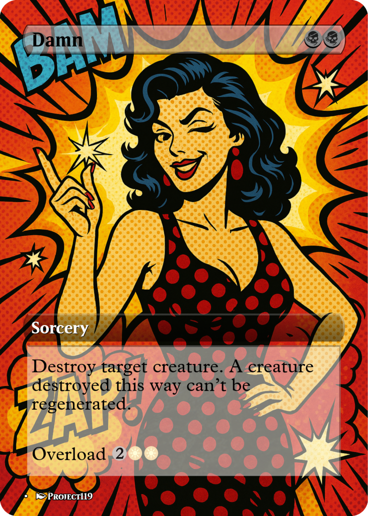 Damn – Retro Pin-Up MTG Proxy (Overloaded & Outrageous) - MTGEtsy