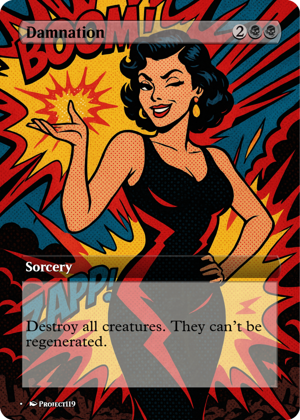 Damnation – Retro Pin-Up MTG Proxy (Wicked Wipe with a Wink)
