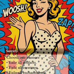 Farewell – Retro Pin-Up MTG Card (Comic Pop Boardwipe)