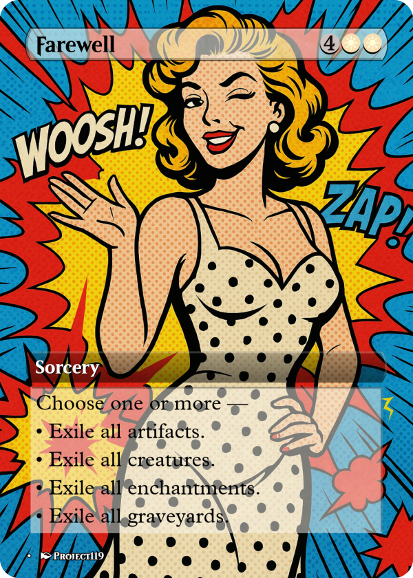 Farewell – Retro Pin-Up MTG Card (Comic Pop Boardwipe)