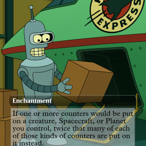 Loading Zone – Retro Sci-Fi Enchantment Card (Futurama-Inspired MTG Art)