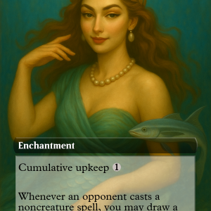 Mystic Remora – Mermaid of Memory MTG Card (Fantasy Pantheon Style)