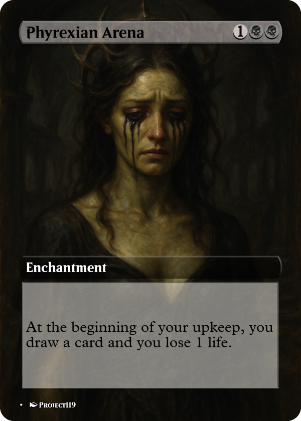 Phyrexian Arena – Goddess of Grief and Knowledge MTG Card (Fantasy Pantheon Style)