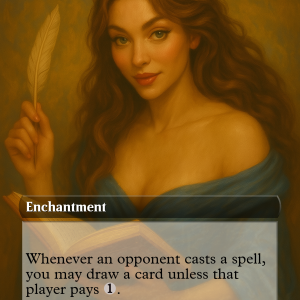 Rhystic Study – Enchantress of Inquiry MTG Card (Fantasy Pantheon Style)