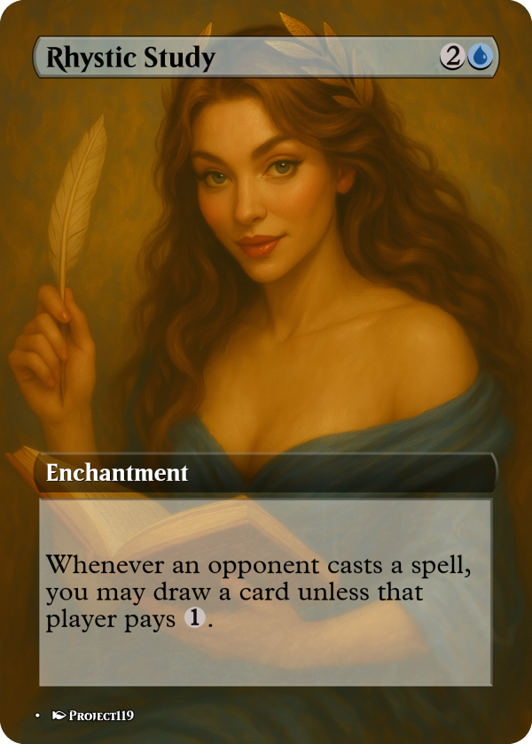 Rhystic Study – Enchantress of Inquiry MTG Card (Fantasy Pantheon Style)
