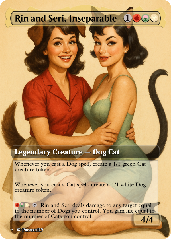 Rin and Seri, Inseparable – Vintage Pet Lover Commander Card