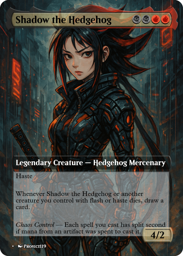 Shadow the Hedgehog – Chaos Control Enforcer | Cyberpunk Commander Card