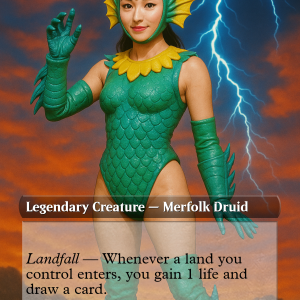 Tatyova, Benthic Druid – Retro Kaiju Mermaid MTG Card