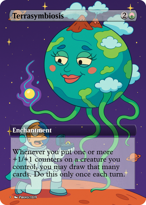 Terrasymbiosis – Cosmic Green Enchantment Card (Futurama-Inspired MTG Proxy)