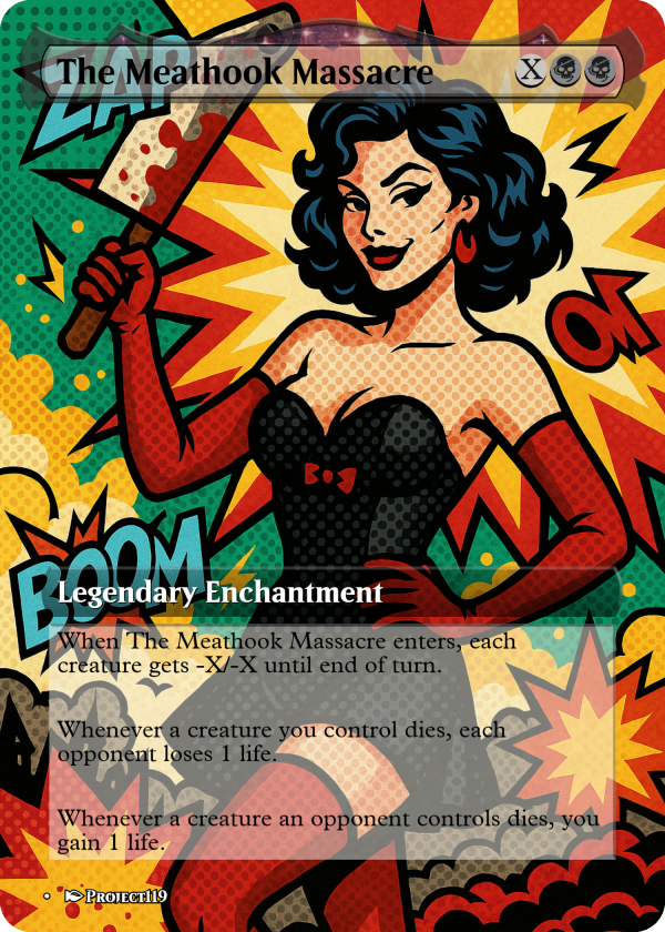The Meathook Massacre – Retro Pin-Up MTG Card (Killer Curves & Carnage)