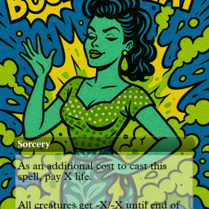 Toxic Deluge – Retro Pin-Up MTG Card (Pop Art Boardwipe)