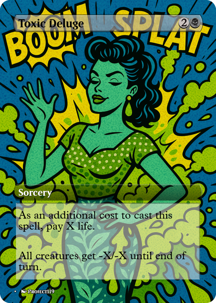 Toxic Deluge – Retro Pin-Up MTG Card (Pop Art Boardwipe) - MTGEtsy